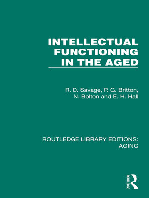 cover image of Intellectual Functioning in the Aged